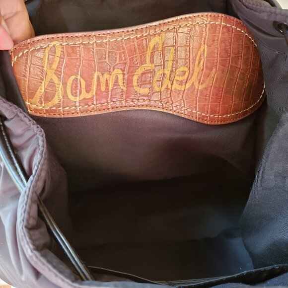 EUC Sam Edelman Backpack Puffer Branwen Flap School Black/Blue SPIKES (OS) - Picture 11 of 15